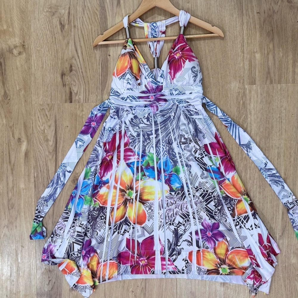 Floral Hibiscus Flower Maxi Dress Size L
